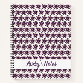 Moderne Plum Floral Naam Notitieboek
