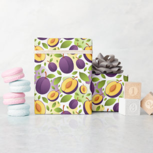Moderne Plum Fruit Patroon Wrapping Paper Roll Cadeaupapier