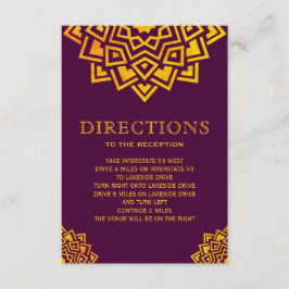 Moderne Plum Gold Mandala Indiase Richtingen Kaart