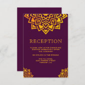 Moderne Plum Gold Mandala Indische Ontvangst Kaart (Voorkant / Achterkant)