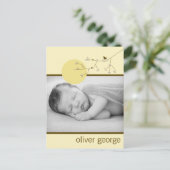 Moderne plum Nesting Bird Family Simple Photo Birt Aankondigingskaart (Staand voorkant)