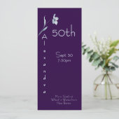 Moderne Plum Noir Verticale Bloem 50ste Verjaardag Kaart (Staand voorkant)