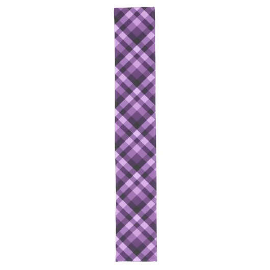 Moderne Plum Paarse Plaid Grote Tafelloper (Voorkant)