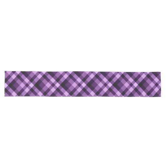 Moderne Plum Paarse Plaid Grote Tafelloper (Horizontaal)