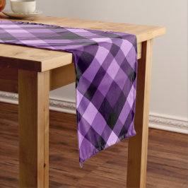 Moderne Plum Paarse Plaid Grote Tafelloper