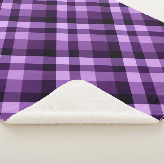 Moderne Plum Paarse Plaid Medium Sherpa Deken (3/4)