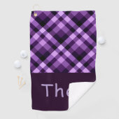 Moderne Plum Paarse Plaid Monogram Golfhanddoek (Insitu)