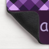 Moderne Plum Paarse Plaid Monogram Muismat (Hoek)