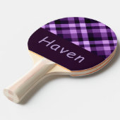 Moderne Plum Paarse Plaid Monogram Ping Pong Paddl Tafeltennisbatje (Voorkant Gekanteld)