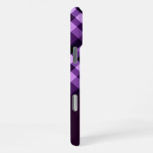 Moderne Plum Paarse Plaid Monogram Telefoonhoes iPhone Hoesje (Rechterkant)