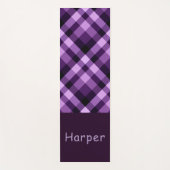 Moderne Plum Paarse Plaid Monogram Yoga Mat (Voorkant)