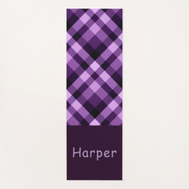 Moderne Plum Paarse Plaid Monogram Yoga Mat