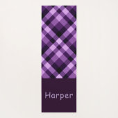 Moderne Plum Paarse Plaid Monogram Yoga Mat (Achterkant)