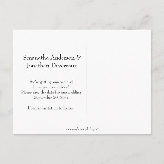 Moderne Plum Photo Collage Sla de datum op Aankondigingskaart (Achterkant)