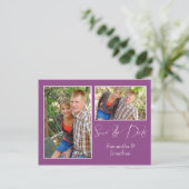 Moderne Plum Photo Collage Sla de datum op Aankondigingskaart (Staand voorkant)