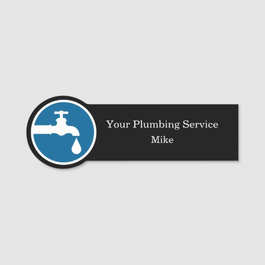 Moderne Plumbing Service Employee Name Tags (Voorkant)