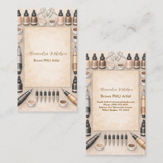 Moderne PMU Beauty Professional Visitekaartje (Voorkant / Achterkant)