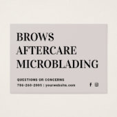 Moderne PMU Brow Instructions Card voor Brows Afte Visitekaartje (Voorkant)