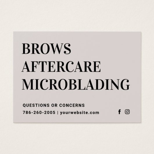 Moderne PMU Brow Instructions Card voor Brows Afte Visitekaartje (Voorkant)