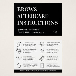 Moderne PMU Brow Instructions Card voor Brows Afte Visitekaartje