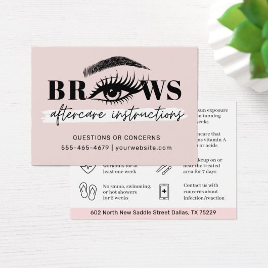 Moderne PMU Brow Instructions Card voor Brows Afte Visitekaartje (Bureau)