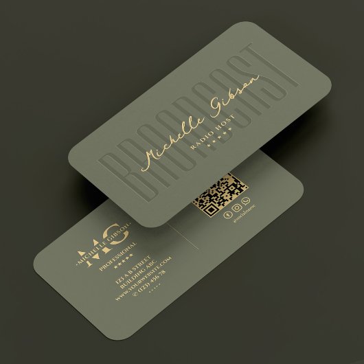 Moderne Podcast Radio Host Uitzending Sage Groen Visitekaartje