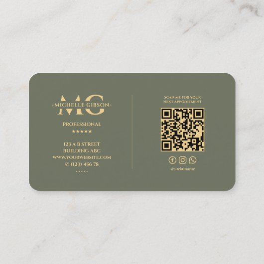 Moderne Podcast Radio Host Uitzending Sage Groen Visitekaartje (Achterkant)