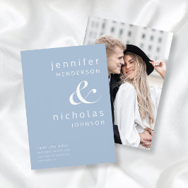 Moderne Poederblauwe Ampersand Foto Save The Date