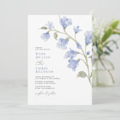 Moderne poederblauwe bloem Bruiloft Kaart (Staand voorkant)