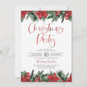 Moderne Poinsetta Kerstfeest uitnodiging (Voorkant)