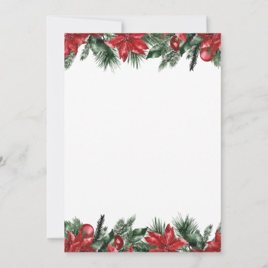 Moderne Poinsetta Kerstfeest uitnodiging (Achterkant)