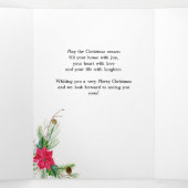 Moderne Poinsettia, Holly & Pine Foto Drieluik Kaart (Binnenkant midden)