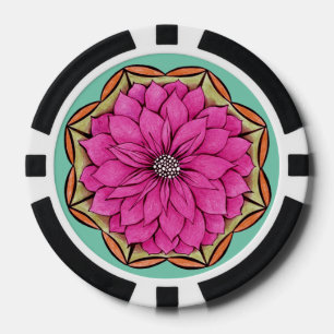 MODERNE POINSETTIA IN MAGENTA POKER CHIPS