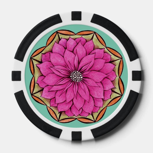 MODERNE POINSETTIA IN MAGENTA POKER CHIPS (Voorkant)