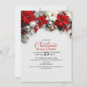Moderne Poinsettia Kerst Brunch Kaart (Voorkant)