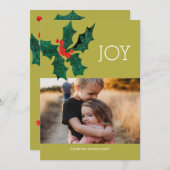 Moderne Poinsettia Kerstmis Fotokaart Kaart (Voorkant / Achterkant)