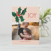 Moderne Poinsettia Kerstmis Fotokaart Kaart (Staand voorkant)