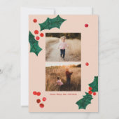 Moderne Poinsettia Kerstmis Fotokaart Kaart (Achterkant)