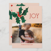 Moderne Poinsettia Kerstmis Fotokaart Kaart (Voorkant / Achterkant)