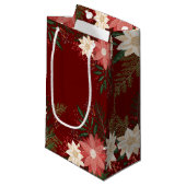 Moderne Poinsettia Kerstmis Maroon Painted Party Klein Cadeauzakje (Voorkant Gekanteld)