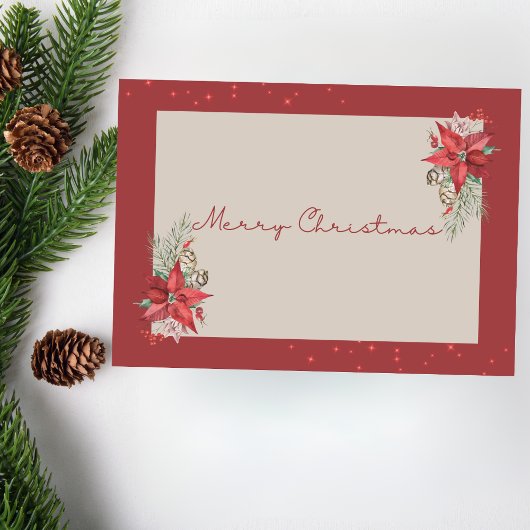 Moderne Poinsettia Merry Christmas Kaart