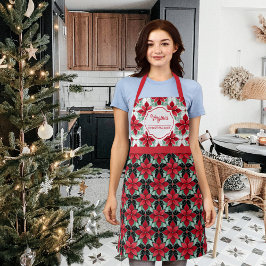 Moderne Poinsettia patroon kerst chef Schort