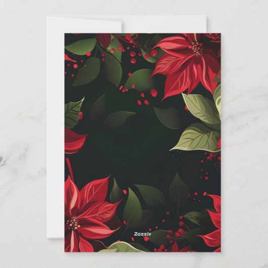 Moderne Poinsettia Vrolijke Kerstfoto Feestdagenkaart (Achterkant)