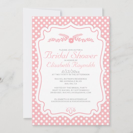 Moderne poka Dot Bridal Shower Invitations Kaart (Voorkant)