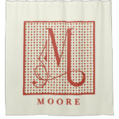 Moderne pokadots achtergrond groot monogram M Douchegordijn (Voorkant)