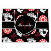 Moderne poker Theme Pattern Player Monogram & Naam Groot Cadeauzakje (Voorkant)
