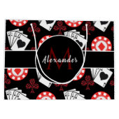 Moderne poker Theme Pattern Player Monogram & Naam Groot Cadeauzakje (Achterkant)