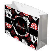 Moderne poker Theme Pattern Player Monogram & Naam Groot Cadeauzakje (Achterkant Gekanteld)
