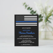 Moderne politieagent Afstuderen in blauwe lijn in Uitnodiging Briefkaart (Staand voorkant)