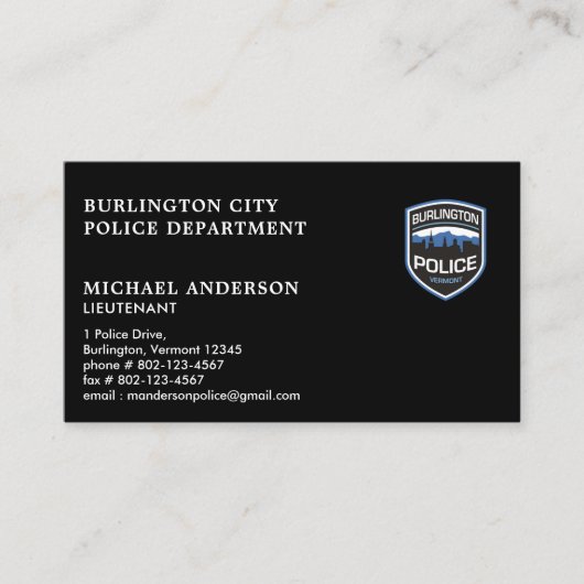 Moderne politiefunctionaris Aangepaste Logo Handha Visitekaartje (Voorkant)